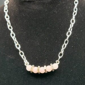 Rose Quartz bar necklace