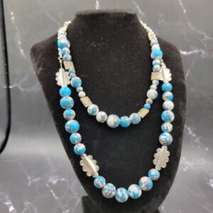 Marbled Red, White & Blue necklace