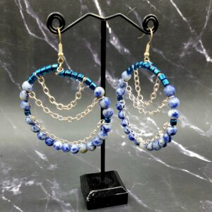 Sodalite and silver hoop earrings