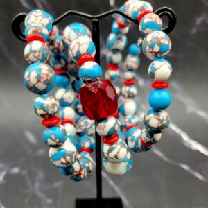 Red white and blue tri strand bracelet
