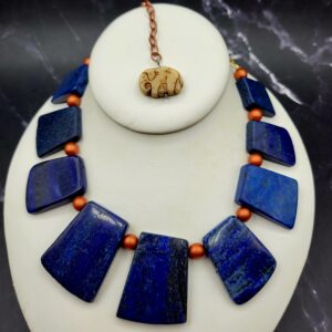Large lapis slabs statement necklace