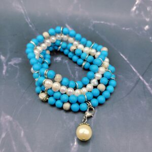 Multi strand turquoise and pearl bracelet