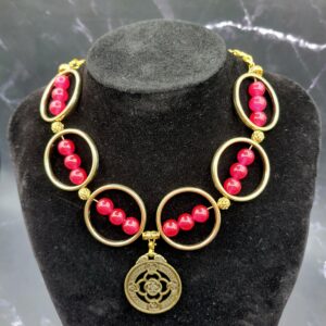 Pink agate statement necklace