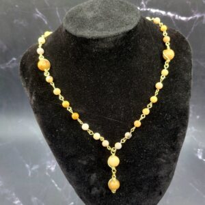 Sandstone rosary style wrapped necklace
