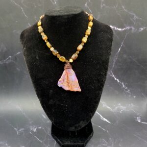 Tigers eye with purple stone pendant