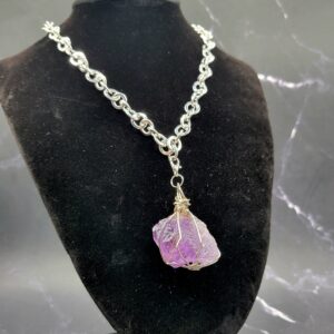 Amethyst raw stone on chain