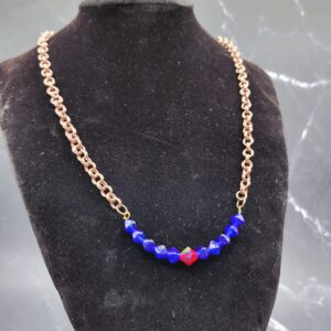 Blue and red bar necklace
